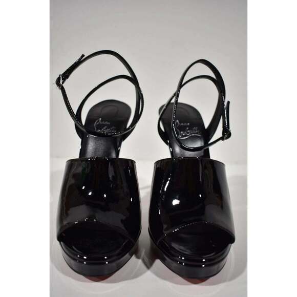 Christian Louboutin Miradona 120 Black Patent Ankle Strap Sandal Heel Pump 41 - Picture 4 of 12